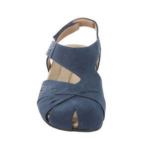 Earth Origins: Birdine closed toe blue leather/suede/cork/rubber sandals; /11W